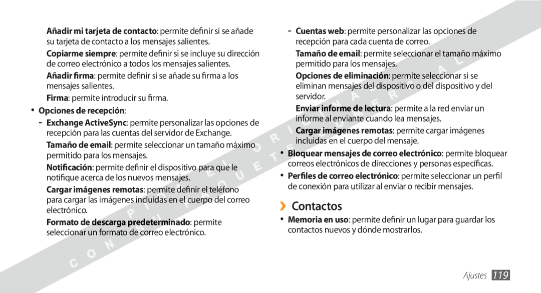 Samsung GT-S8530BAAXEC, GT-S8530BAAAMN, GT-S8530BAAFOP, GT-S8530BAAATL, GT-S8530BAAYOG manual ››Contactos 