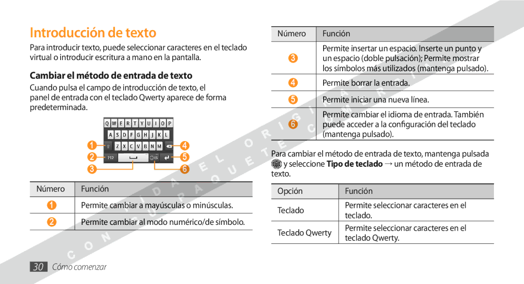 Samsung GT-S8530BAAAMN manual Introducción de texto, Cambiar el método de entrada de texto, Texto Opción Función Teclado 