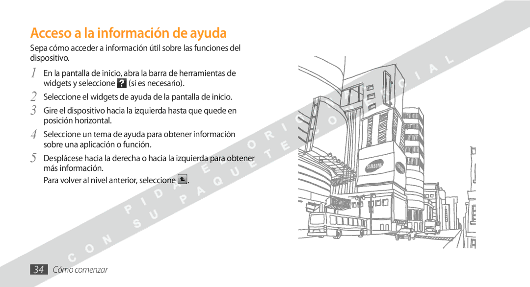 Samsung GT-S8530BAAXEC, GT-S8530BAAAMN, GT-S8530BAAFOP, GT-S8530BAAATL Acceso a la información de ayuda, 34 Cómo comenzar 