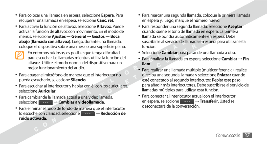 Samsung GT-S8530BAAATL manual Seleccione → Cambiar a videollamada, Lo escuche con claridad, seleccione, Ruido activada 