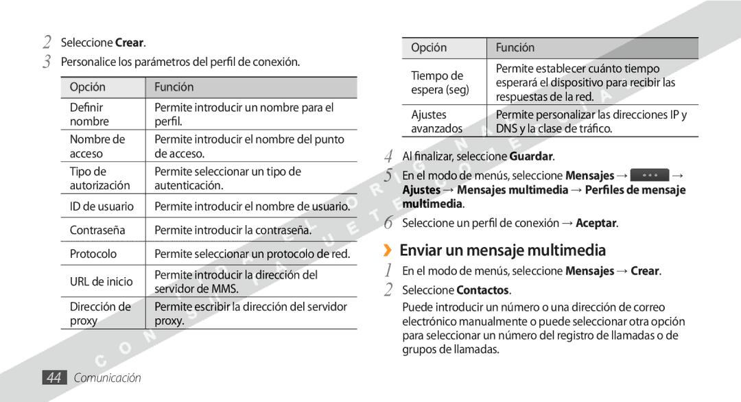 Samsung GT-S8530BAAXEC, GT-S8530BAAAMN, GT-S8530BAAFOP, GT-S8530BAAATL manual ››Enviar un mensaje multimedia, Multimedia 