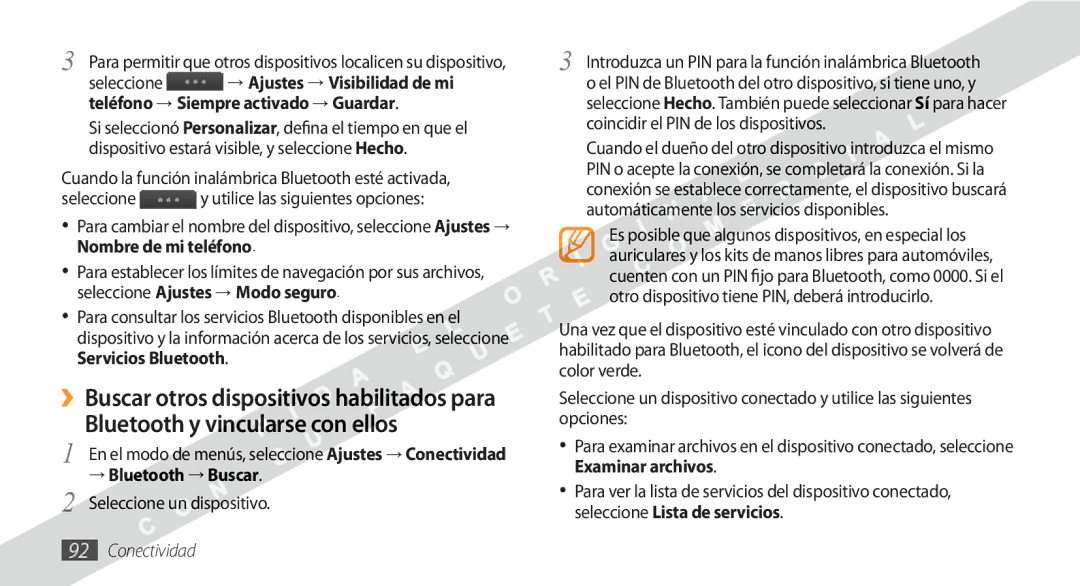 Samsung GT-S8530BAAATL, GT-S8530BAAAMN, GT-S8530BAAFOP manual Bluetooth y vincularse con ellos, Seleccione un dispositivo 