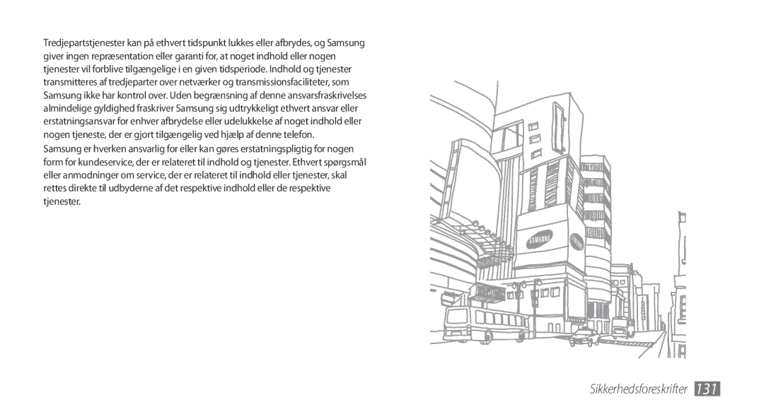 Samsung GT-S8530LIANEE, GT-S8530BAANEE, GT-S8530HKANEE, GT-S8530ISANEE manual Sikkerhedsforeskrifter 