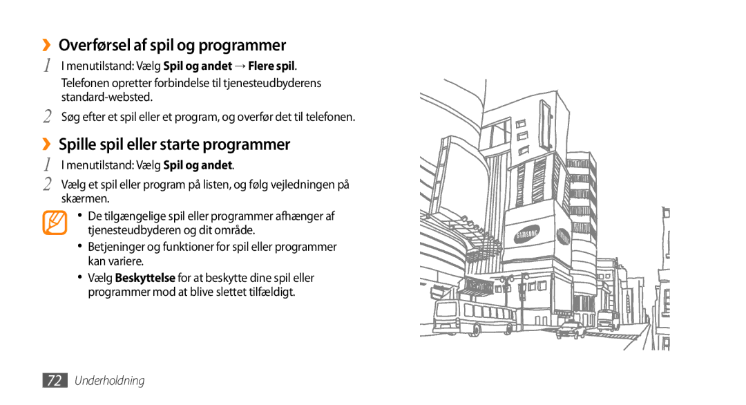 Samsung GT-S8530BAANEE, GT-S8530HKANEE manual ››Overførsel af spil og programmer, ››Spille spil eller starte programmer 