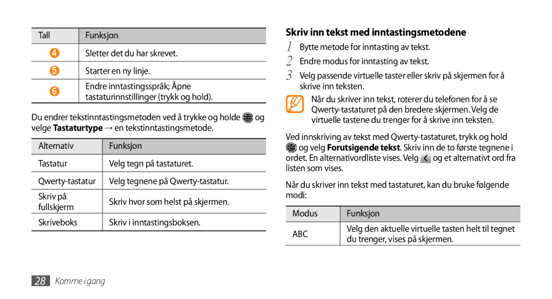 Samsung GT-S8530BAANEE, GT-S8530HKANEE Skriv inn tekst med inntastingsmetodene, Velg tegnene på Qwerty-tastatur Skriv på 