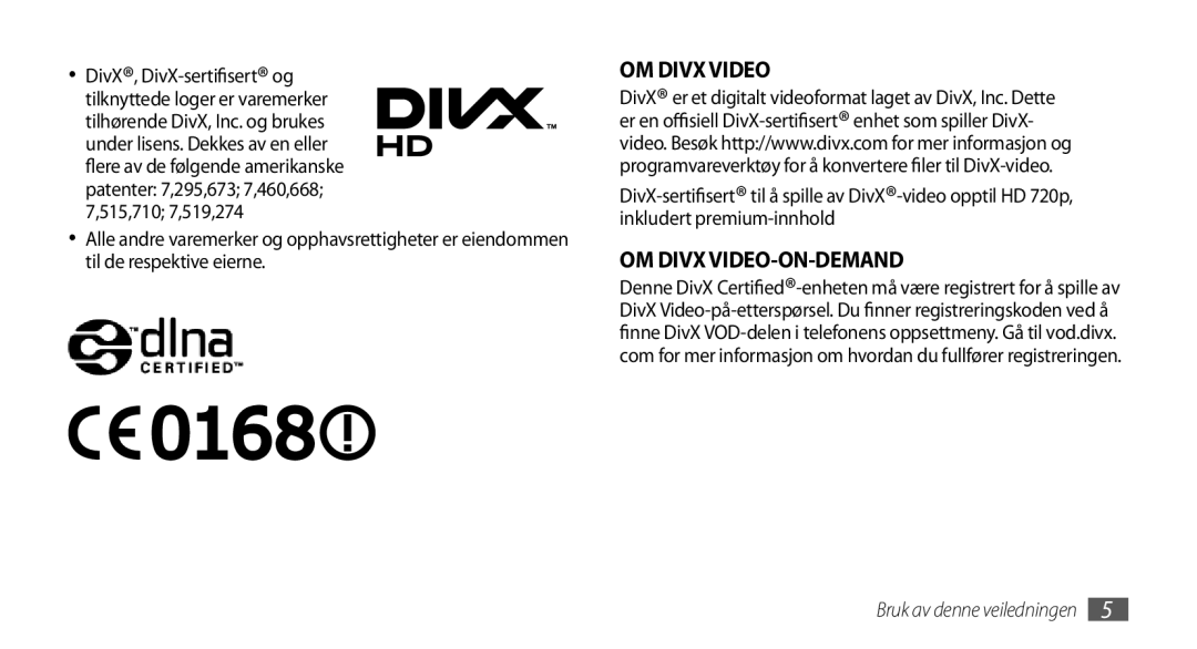 Samsung GT-S8530HKANEE, GT-S8530BAANEE, GT-S8530ISANEE, GT-S8530LIANEE manual OM Divx Video 