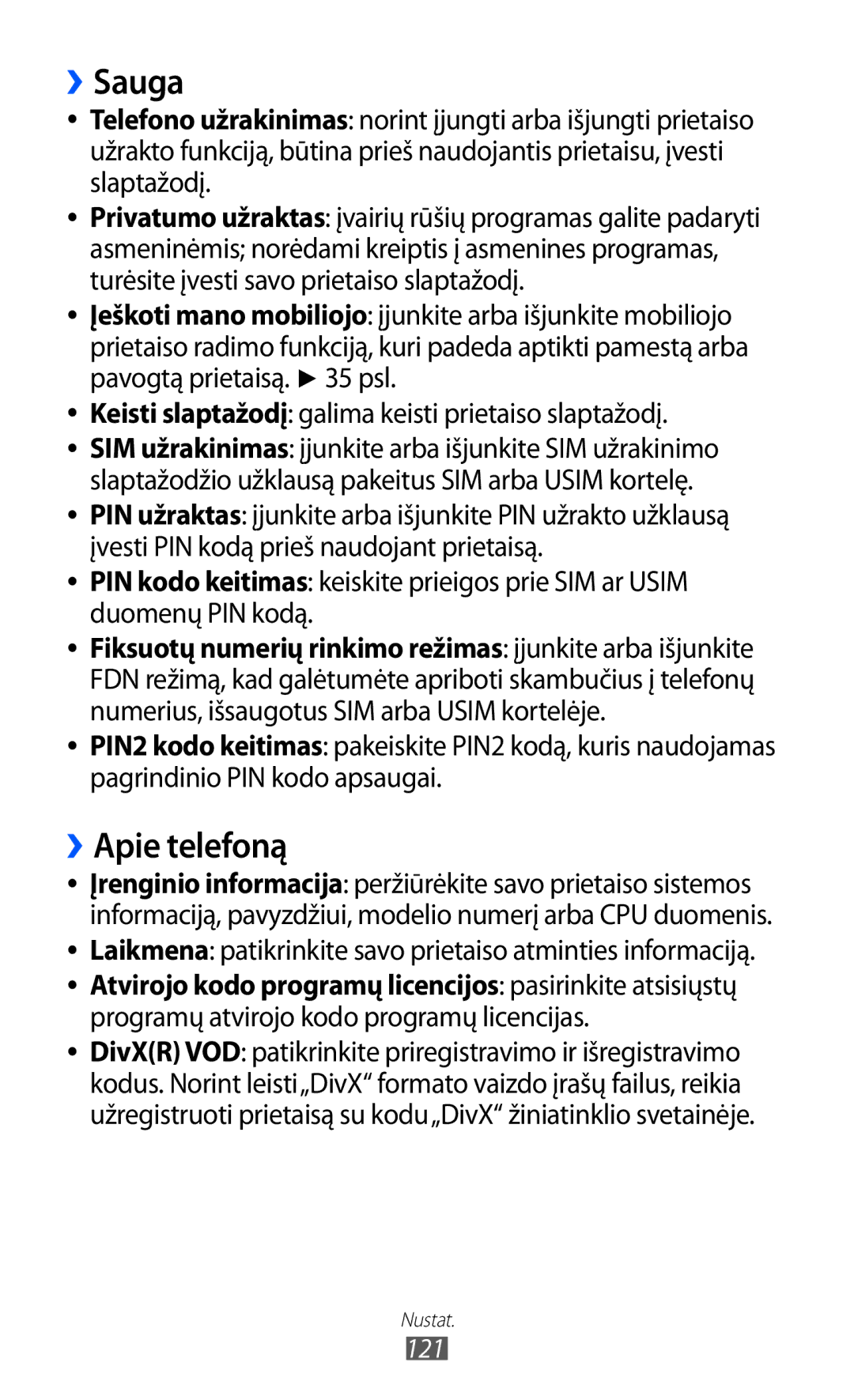 Samsung GT-S8530BAASEB manual ››Sauga, ››Apie telefoną, Laikmena patikrinkite savo prietaiso atminties informaciją 