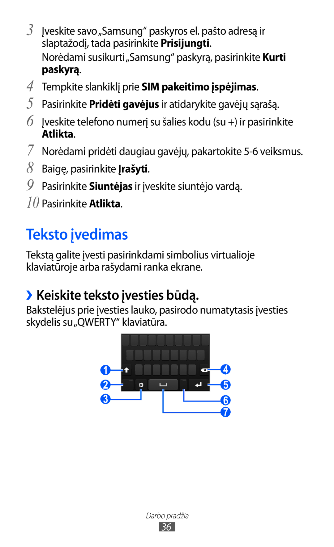 Samsung GT-S8530BAASEB manual Teksto įvedimas, ››Keiskite teksto įvesties būdą 