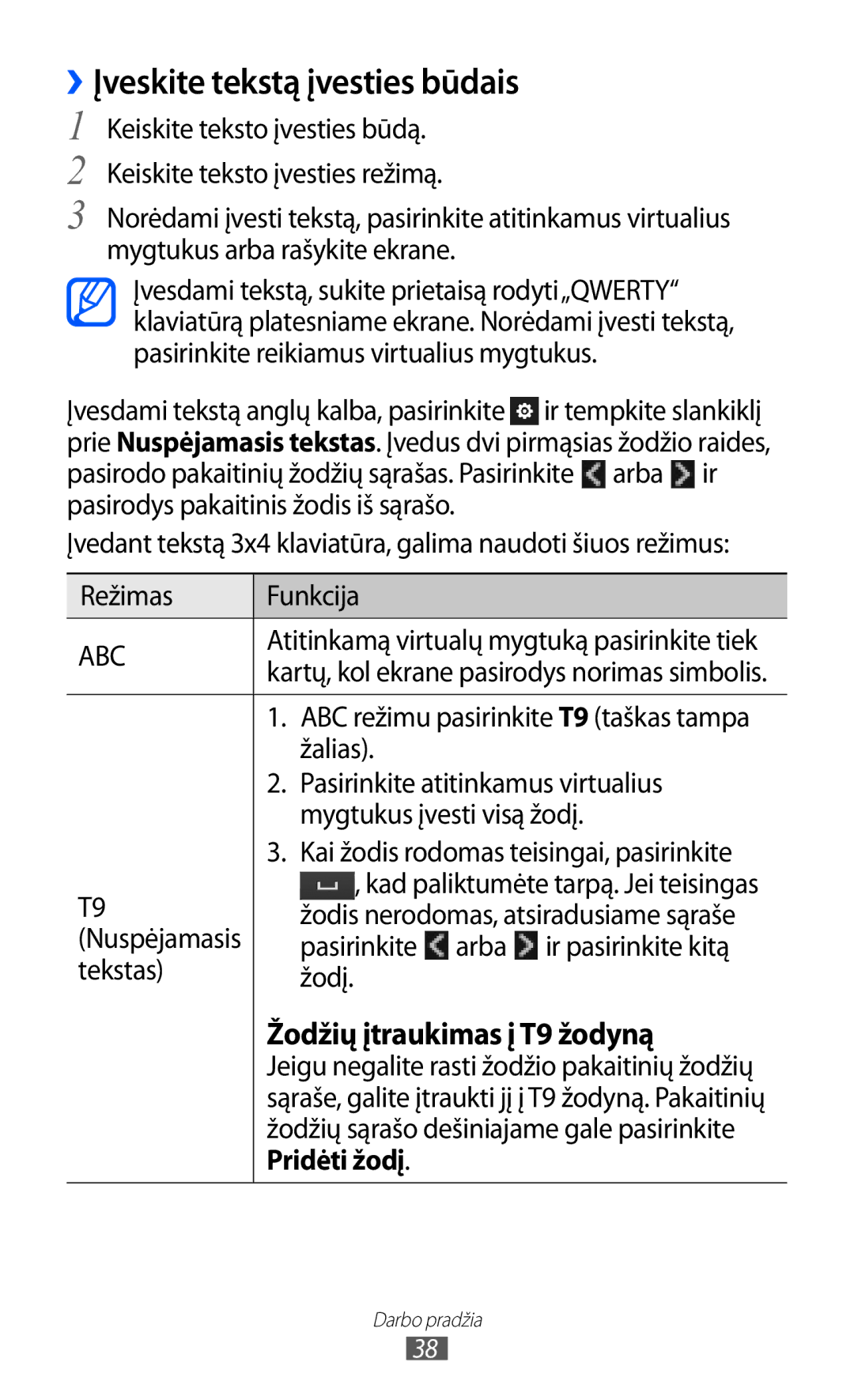 Samsung GT-S8530BAASEB manual ››Įveskite tekstą įvesties būdais 