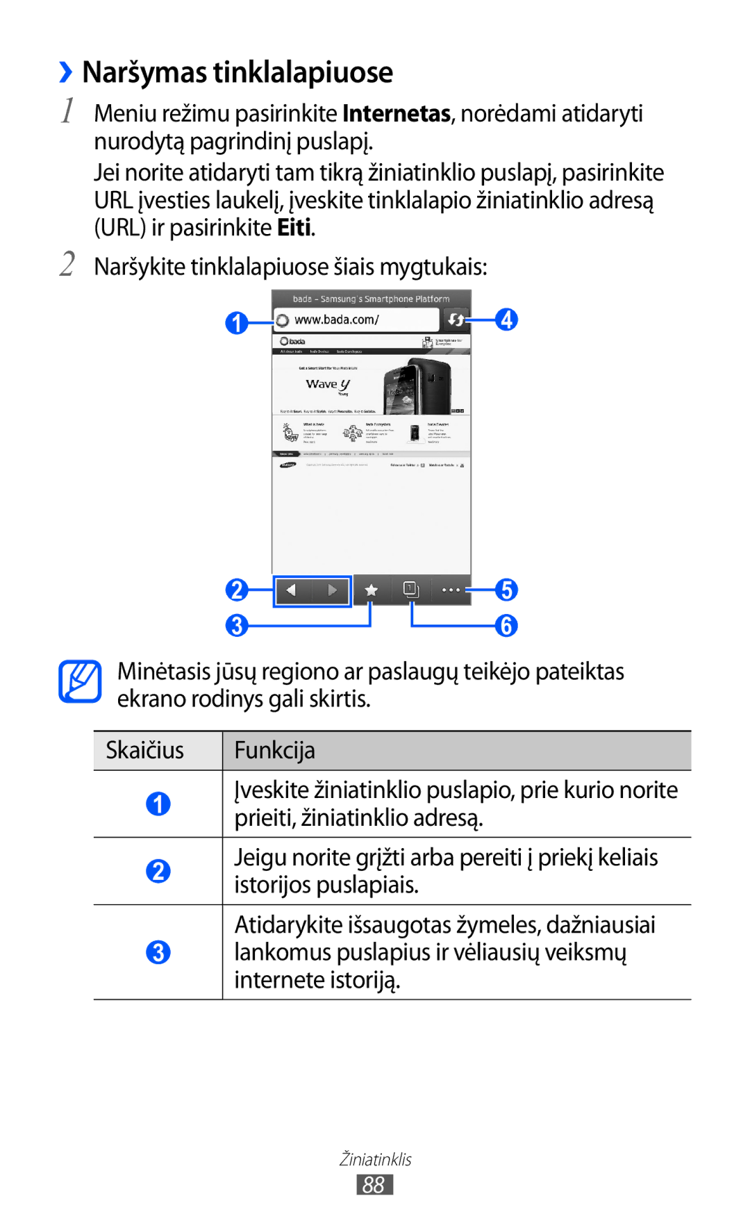 Samsung GT-S8530BAASEB manual ››Naršymas tinklalapiuose 