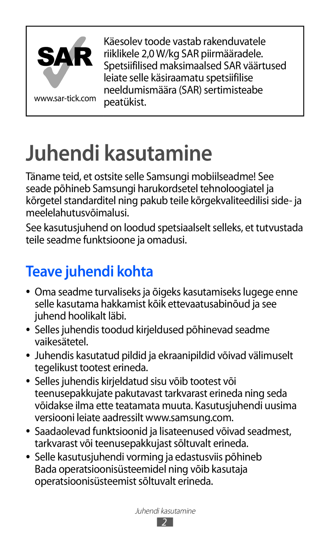 Samsung GT-S8530BAASEB manual Juhendi kasutamine, Teave juhendi kohta 