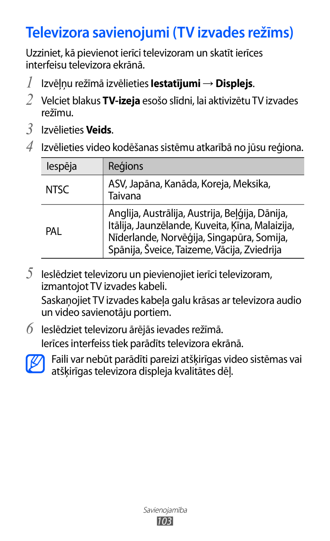 Samsung GT-S8530BAASEB manual Iespēja Reģions, Taivana 