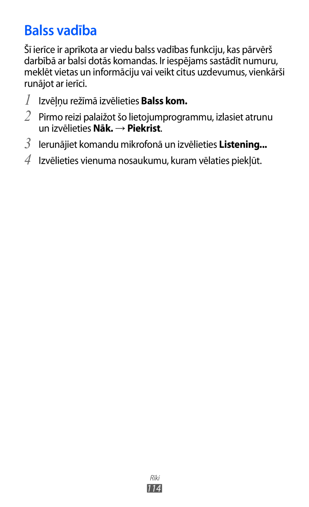 Samsung GT-S8530BAASEB manual Balss vadība 