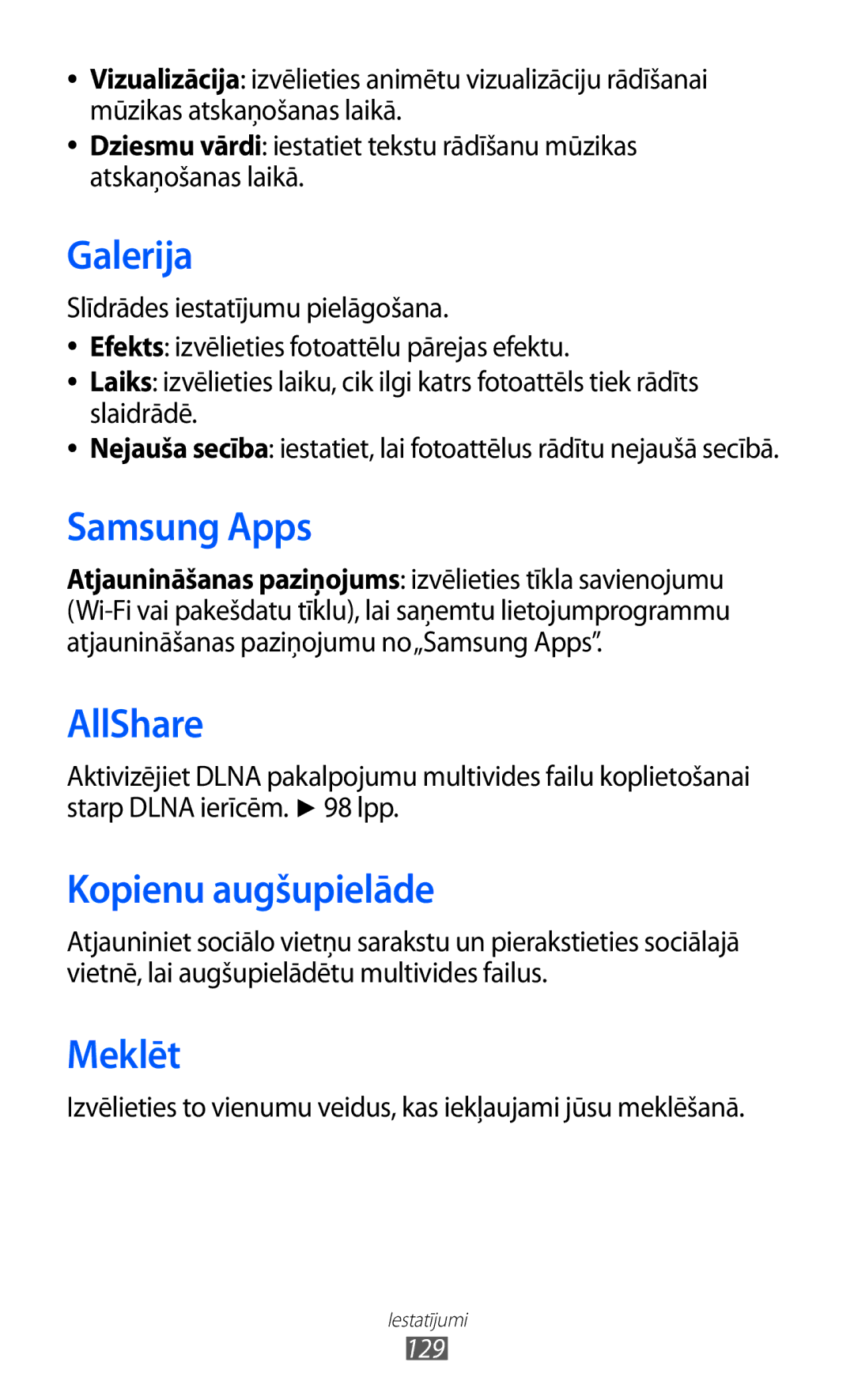 Samsung GT-S8530BAASEB manual Kopienu augšupielāde, Meklēt 