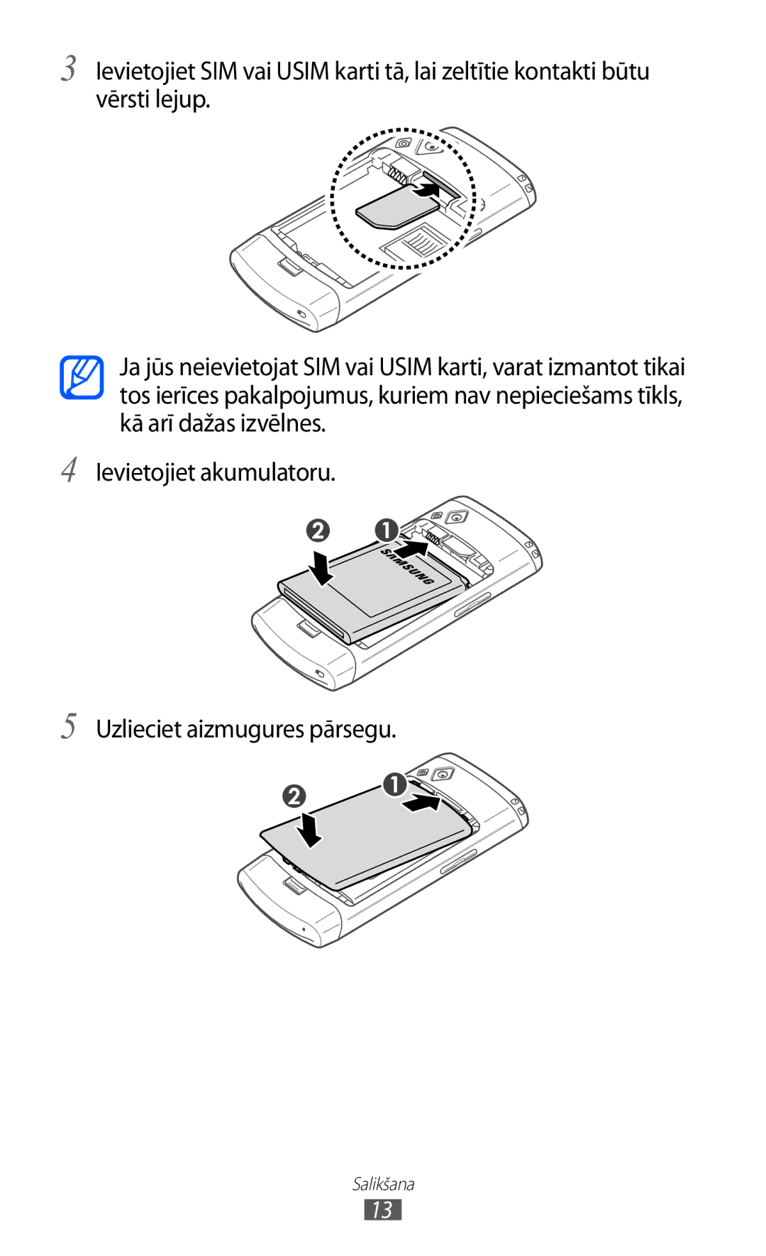 Samsung GT-S8530BAASEB manual Salikšana 