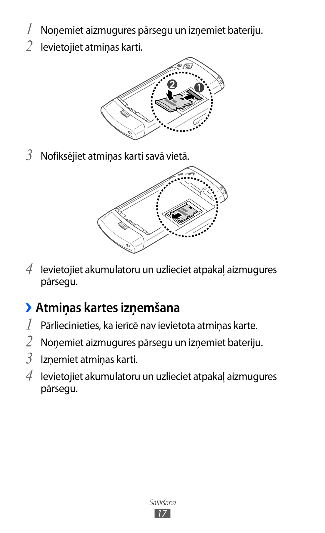 Samsung GT-S8530BAASEB manual ››Atmiņas kartes izņemšana 