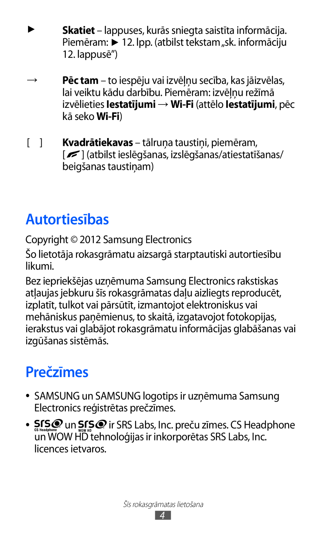 Samsung GT-S8530BAASEB manual Autortiesības, Prečzīmes, Beigšanas taustiņam 