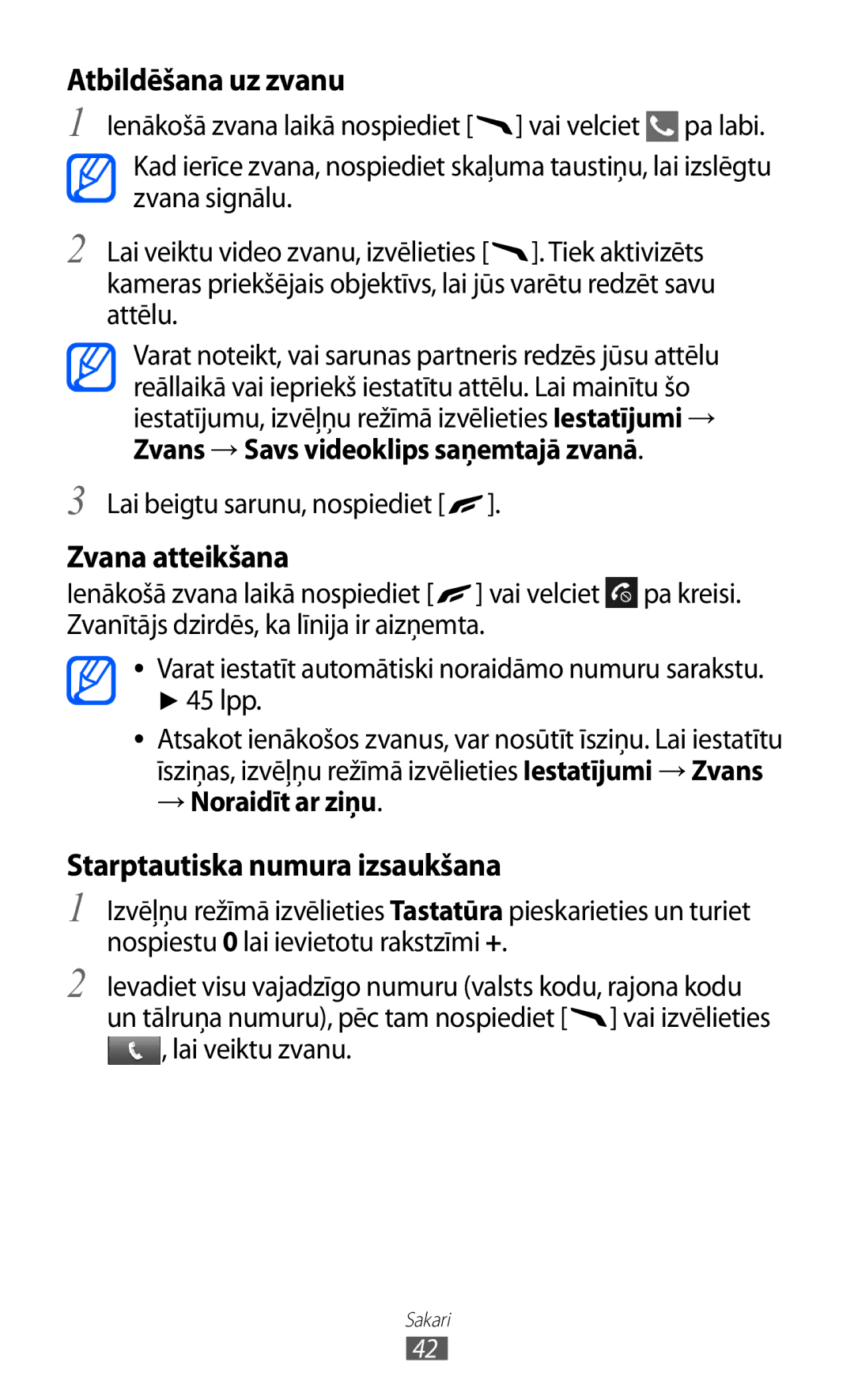 Samsung GT-S8530BAASEB manual → Noraidīt ar ziņu, Lai veiktu zvanu 