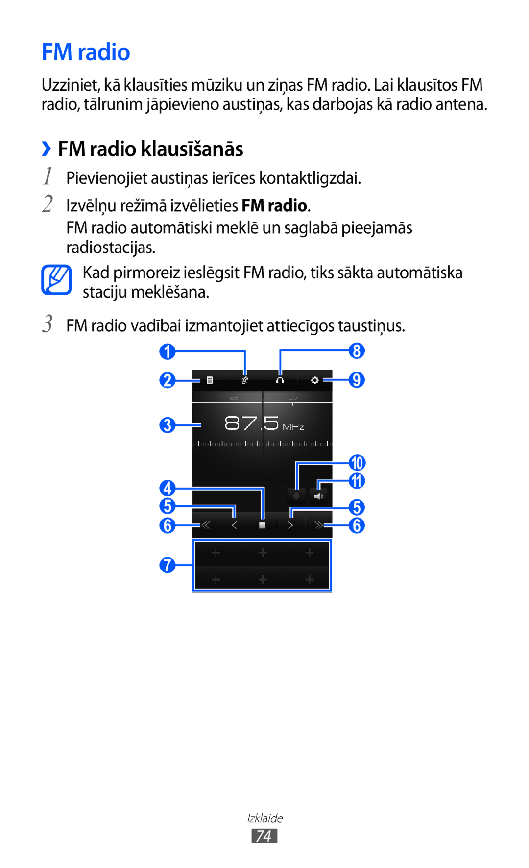 Samsung GT-S8530BAASEB manual ››FM radio klausīšanās 