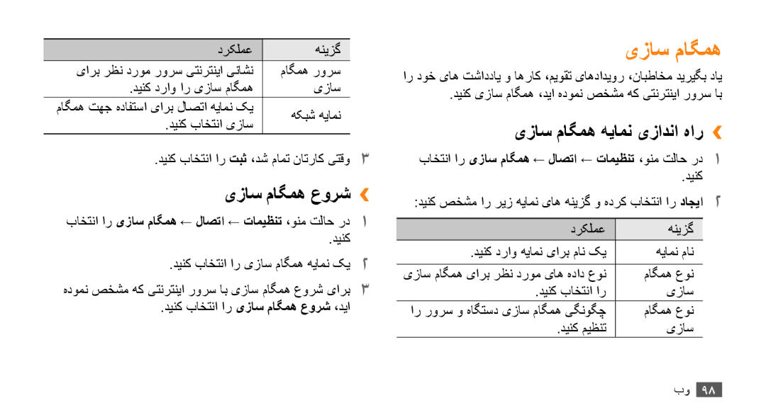 Samsung GT-S8530BAAAFR manual یزاس ماگمه عورش››, یزاس ماگمه هیامن یزادنا هار››, دینک باختنا ار یزاس ماگمه عورش ،دیا 