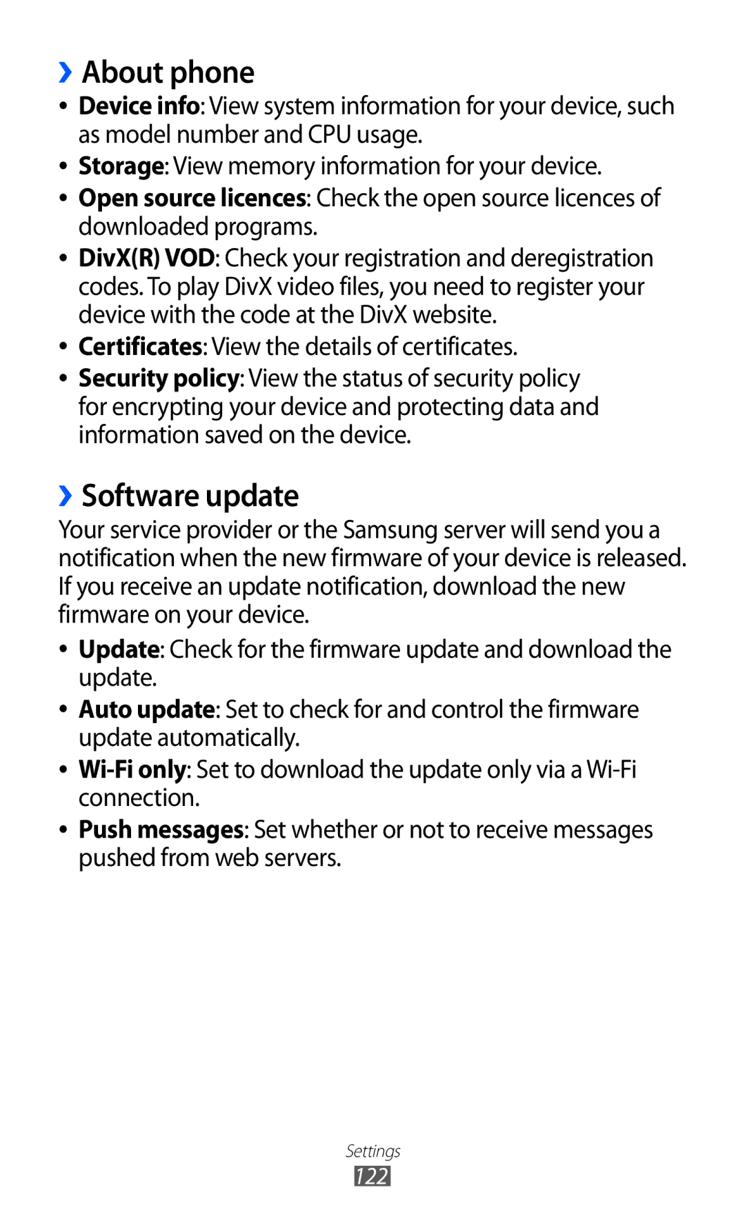 Samsung GT-S8530ISAVIA, GT-S8530HKAEPL ››About phone, ››Software update, Certificates View the details of certificates 