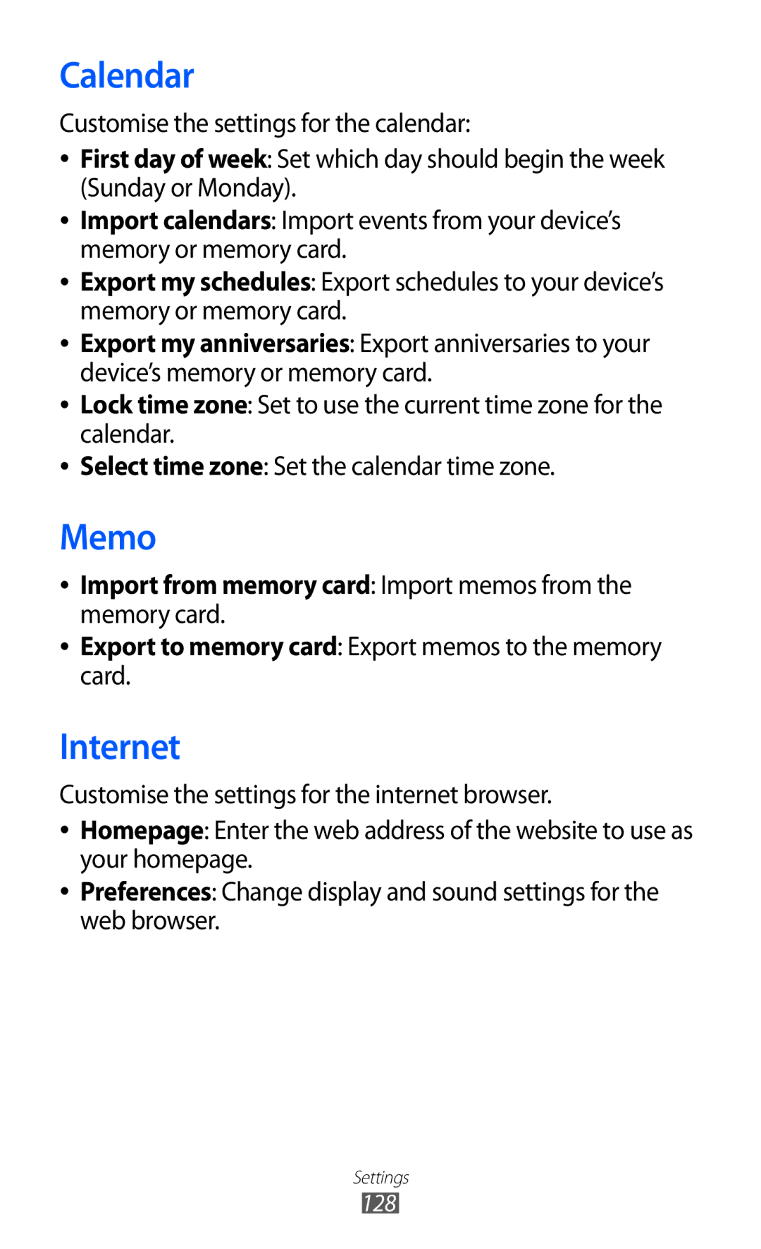 Samsung GT-S8530LIATUR, GT-S8530ISAVIA, GT-S8530HKAEPL manual Import from memory card Import memos from the memory card 