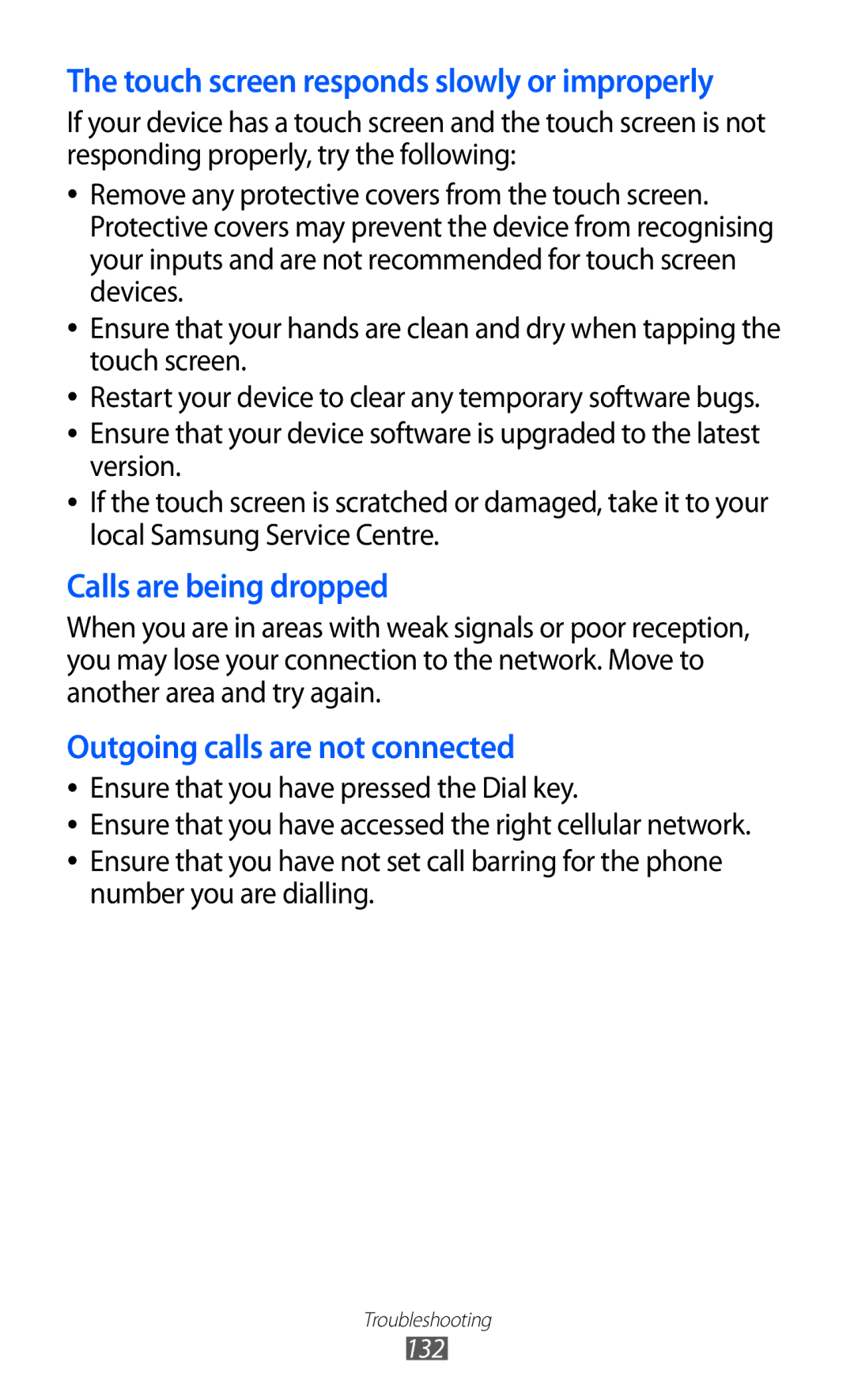 Samsung GT-S8530BAATUR, GT-S8530ISAVIA, GT-S8530HKAEPL, GT-S8530HKADBT, GT-S8530BAAVIA, GT-S8530BAAVD2 Calls are being dropped 