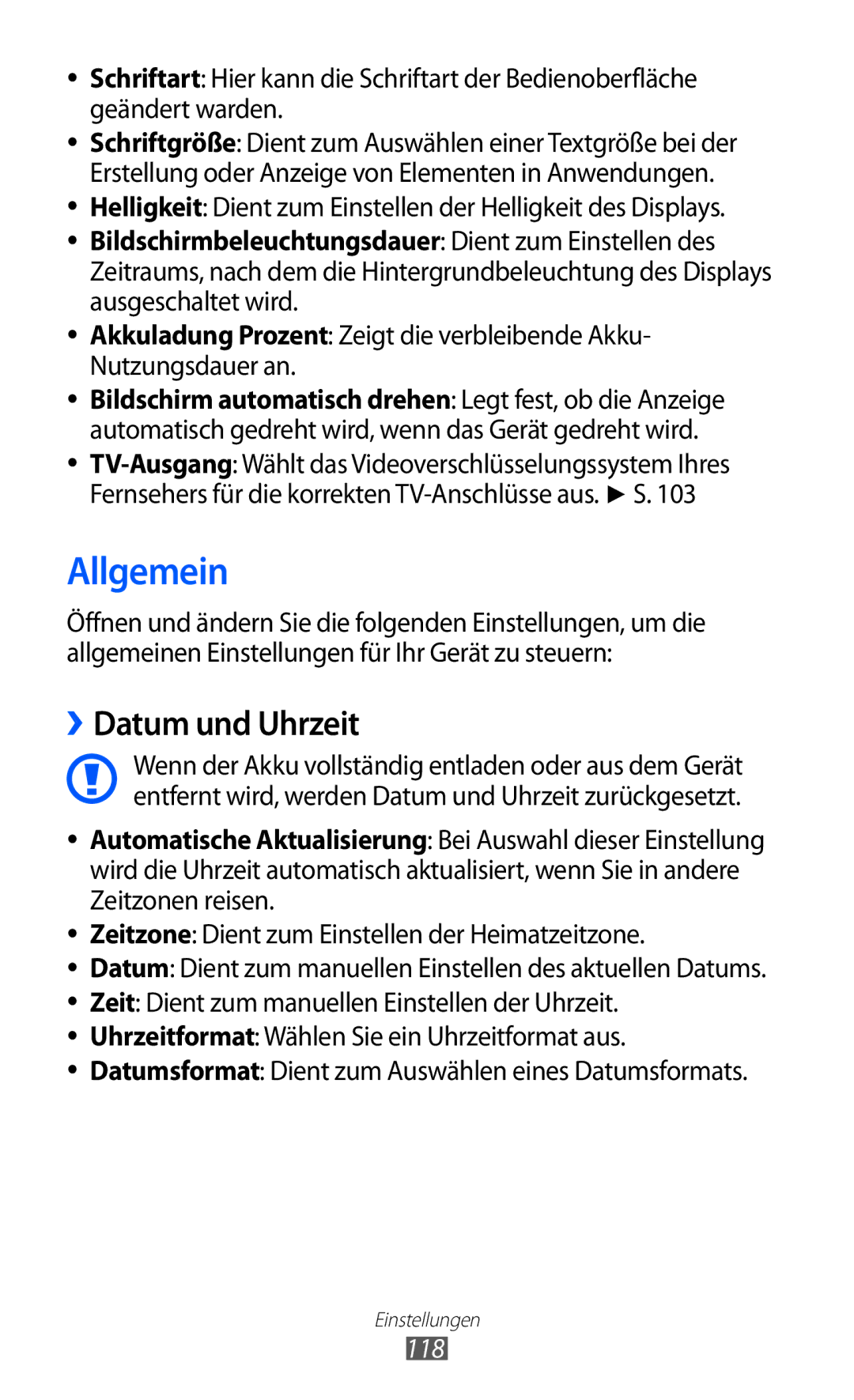Samsung GT-S8530BANDBT Allgemein, ››Datum und Uhrzeit, Helligkeit Dient zum Einstellen der Helligkeit des Displays, 118 