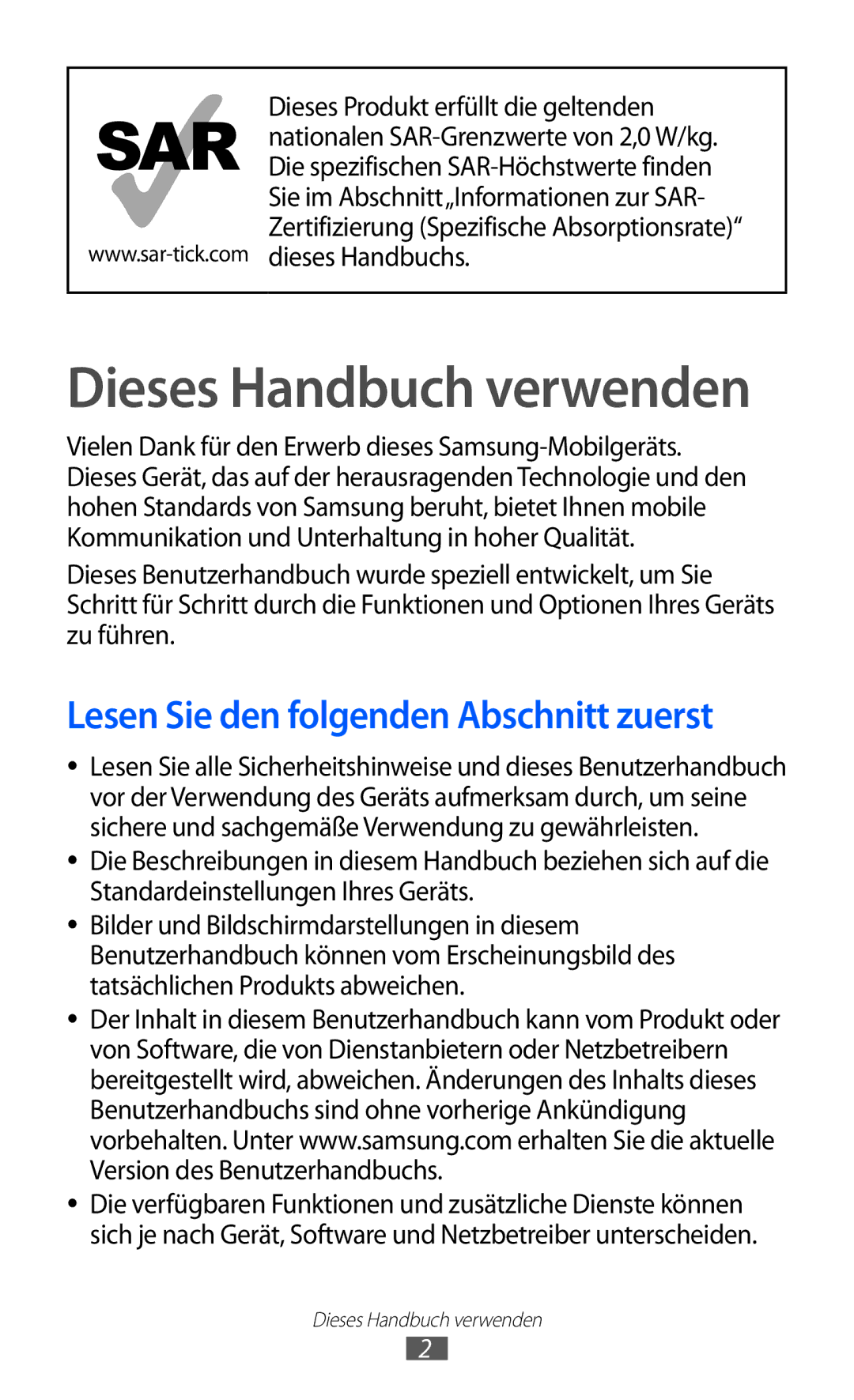 Samsung GT-S8530HKADBT, GT-S8530ISAVIA, GT-S8530HKAEPL, GT-S8530BAAVIA, GT-S8530BAAVD2 manual Dieses Handbuch verwenden 