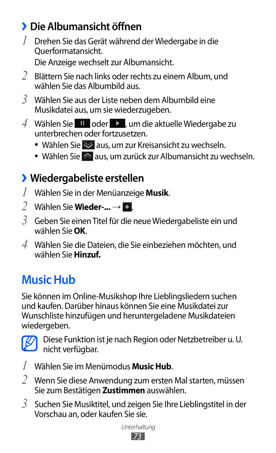 Samsung GT-S8530BANDBT, GT-S8530ISAVIA, GT-S8530HKAEPL Music Hub, ››Die Albumansicht öffnen, ››Wiedergabeliste erstellen 