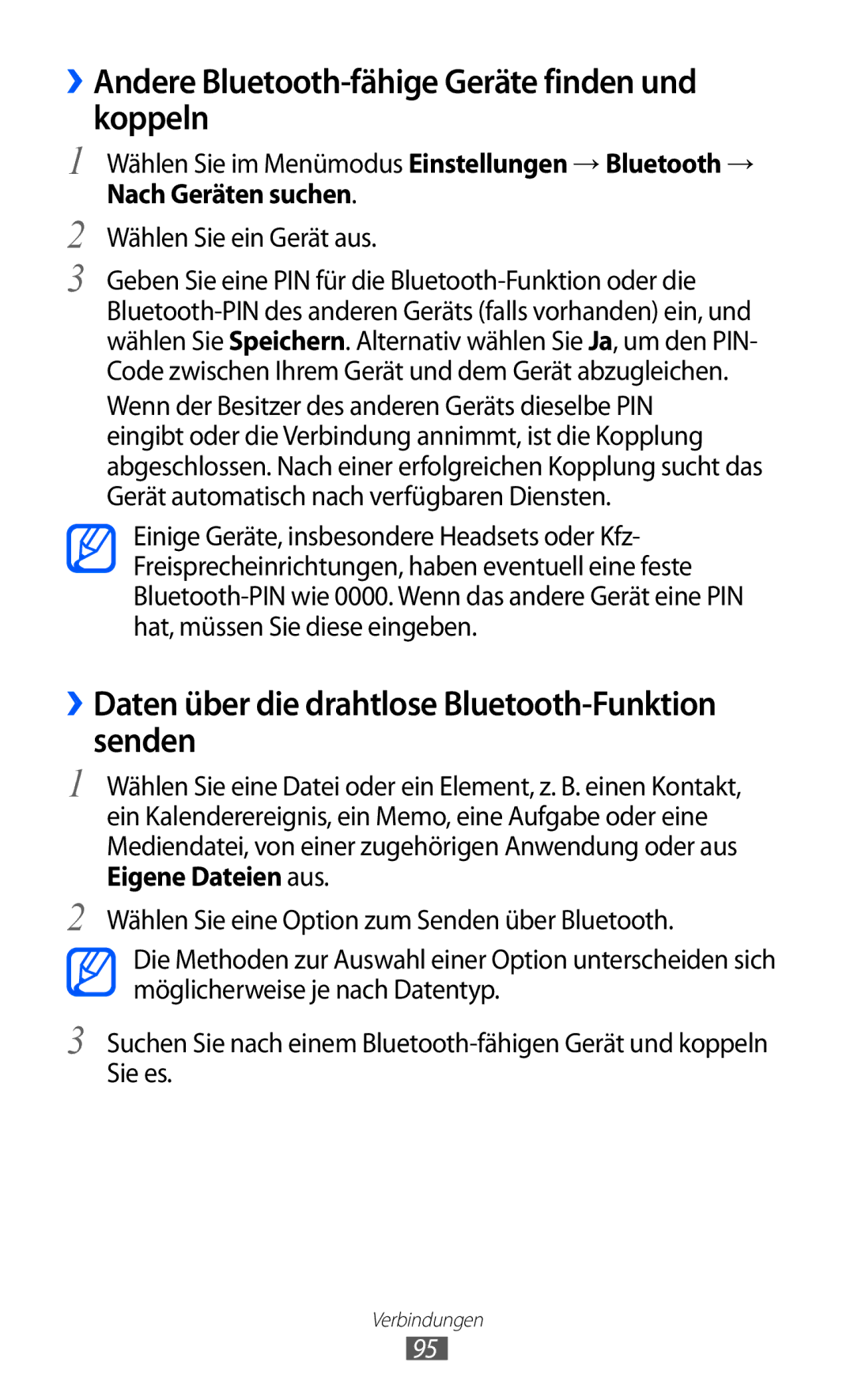 Samsung GT-S8530BAADBT, GT-S8530ISAVIA, GT-S8530HKAEPL, GT-S8530HKADBT ››Andere Bluetooth-fähige Geräte finden und koppeln 