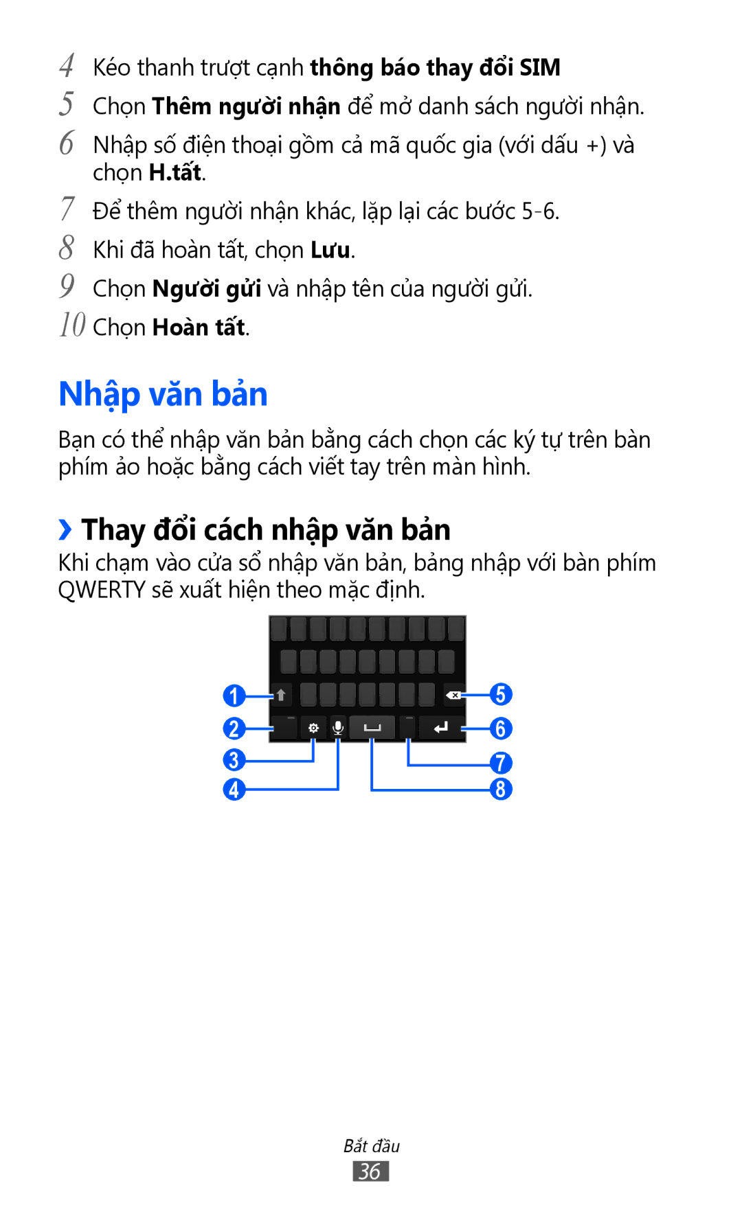 Samsung GT-S8530ISAXEV manual Nhập văn bản, ››Thay đổi cách nhập văn bản, Kéo thanh trượt cạnh thông báo thay đổi SIM 