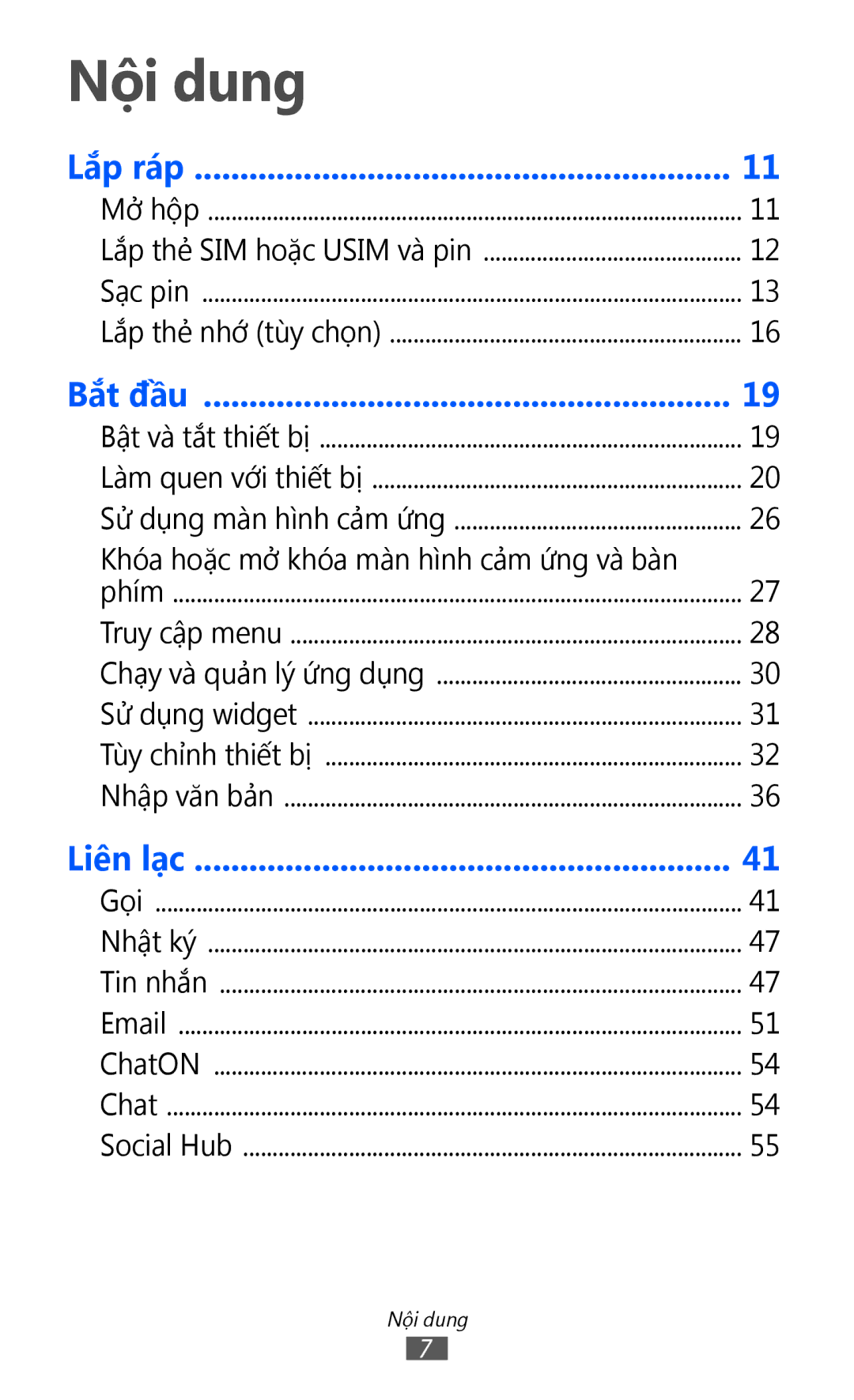 Samsung GT-S8530HKAXEV, GT-S8530ISAXEV, GT-S8530LIAXXV, GT-S8530BAAXEV, GT-S8530BAAXSA, GT-S8530LIAXEV manual Nội dung, Bắt đầu 