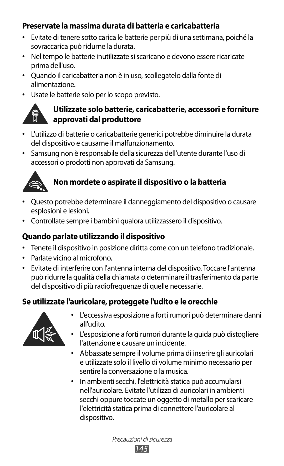 Samsung GT-S8600HKATIM, GT-S8600HKAITV, GT-S8600WSAITV manual 145, Preservate la massima durata di batteria e caricabatteria 