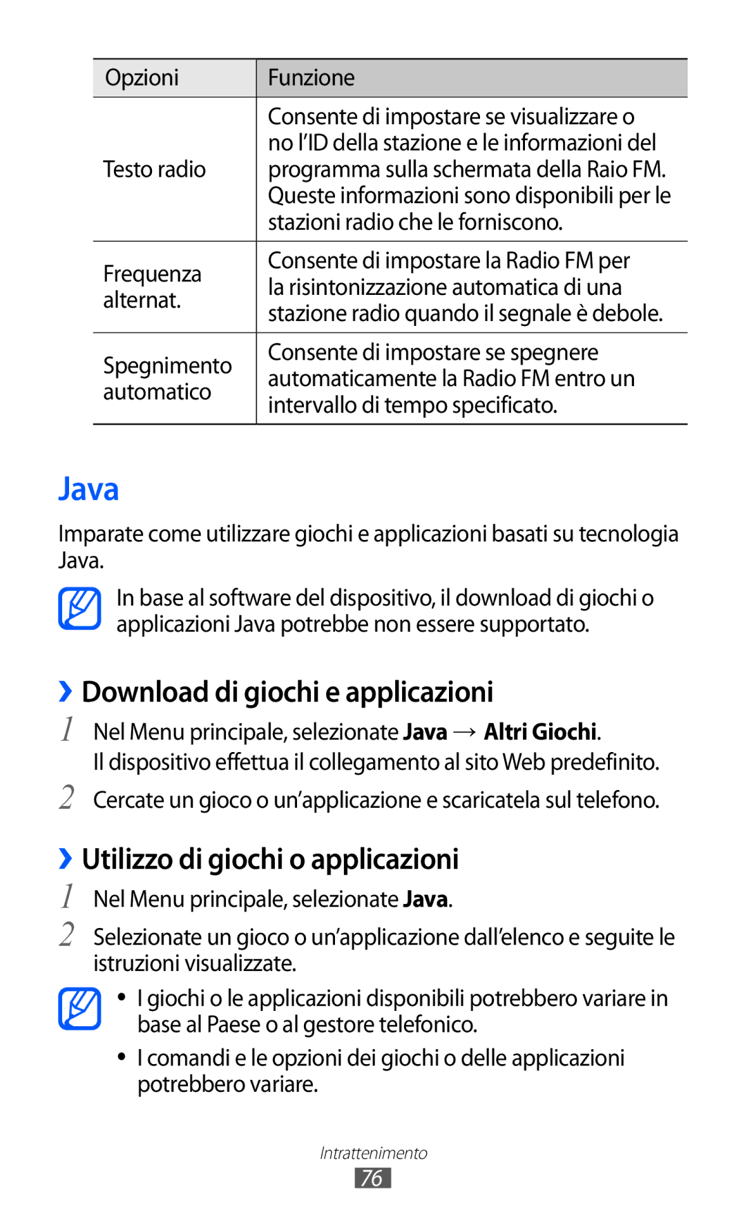 Samsung GT-S8600WSAITV, GT-S8600HKAITV manual Java, ››Download di giochi e applicazioni, ››Utilizzo di giochi o applicazioni 