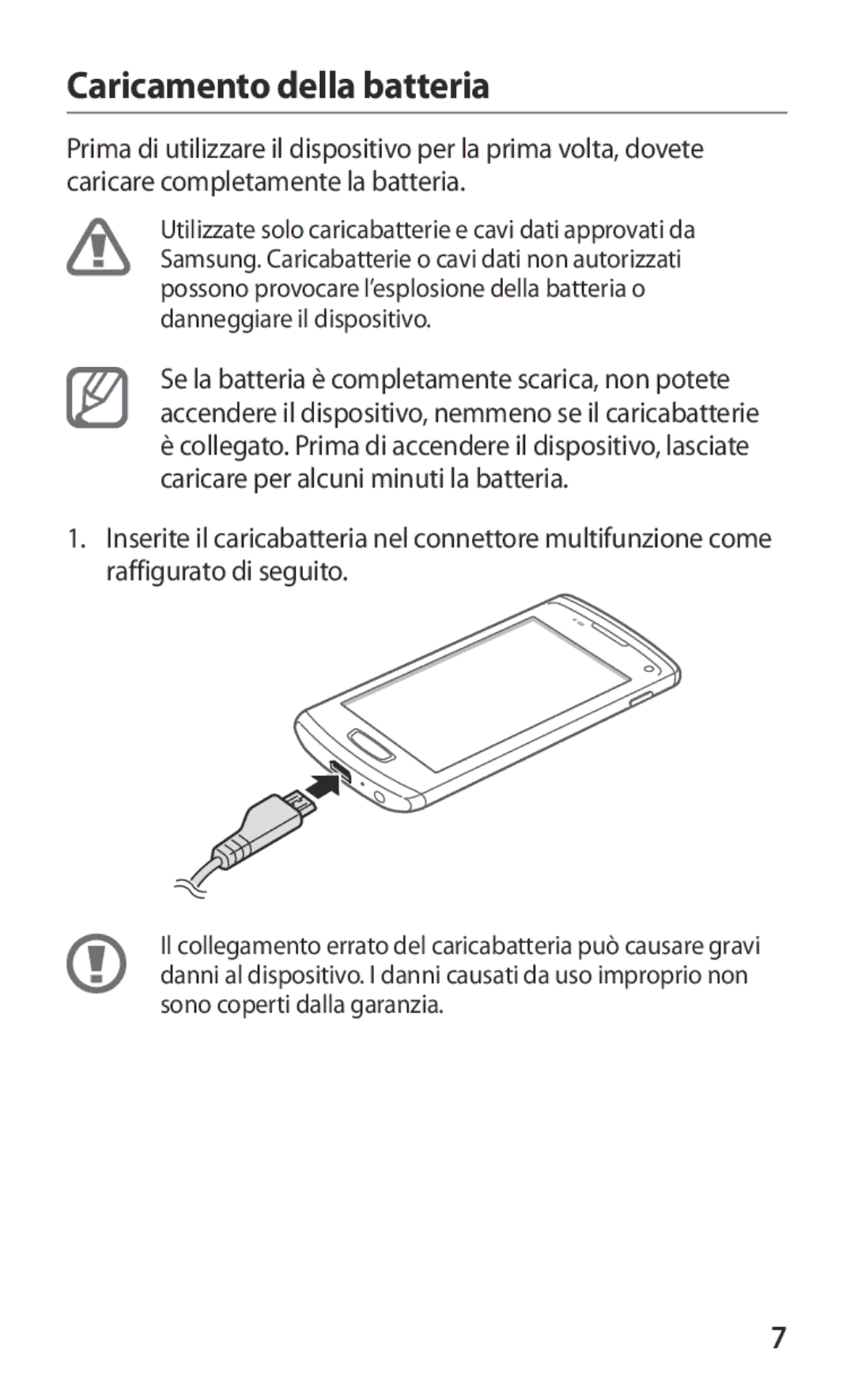 Samsung GT-S8600HKATIM, GT-S8600HKAITV, GT-S8600WSAITV manual Caricamento della batteria 