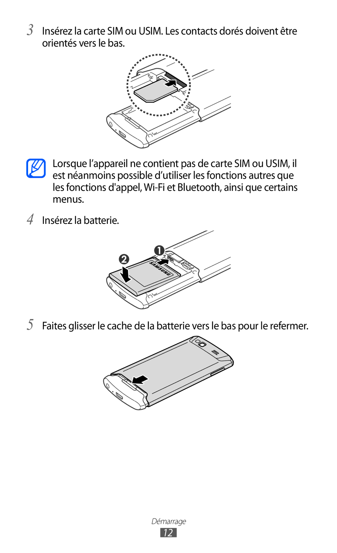 Samsung GT-S8600HKAMTL manual Démarrage 