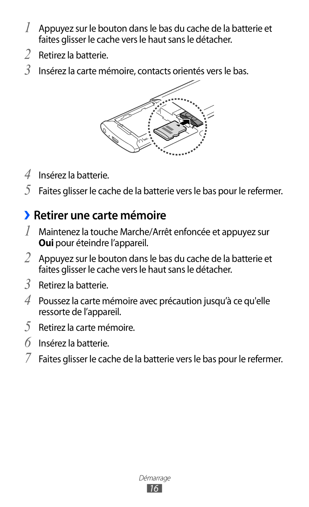 Samsung GT-S8600HKAMTL manual ››Retirer une carte mémoire 