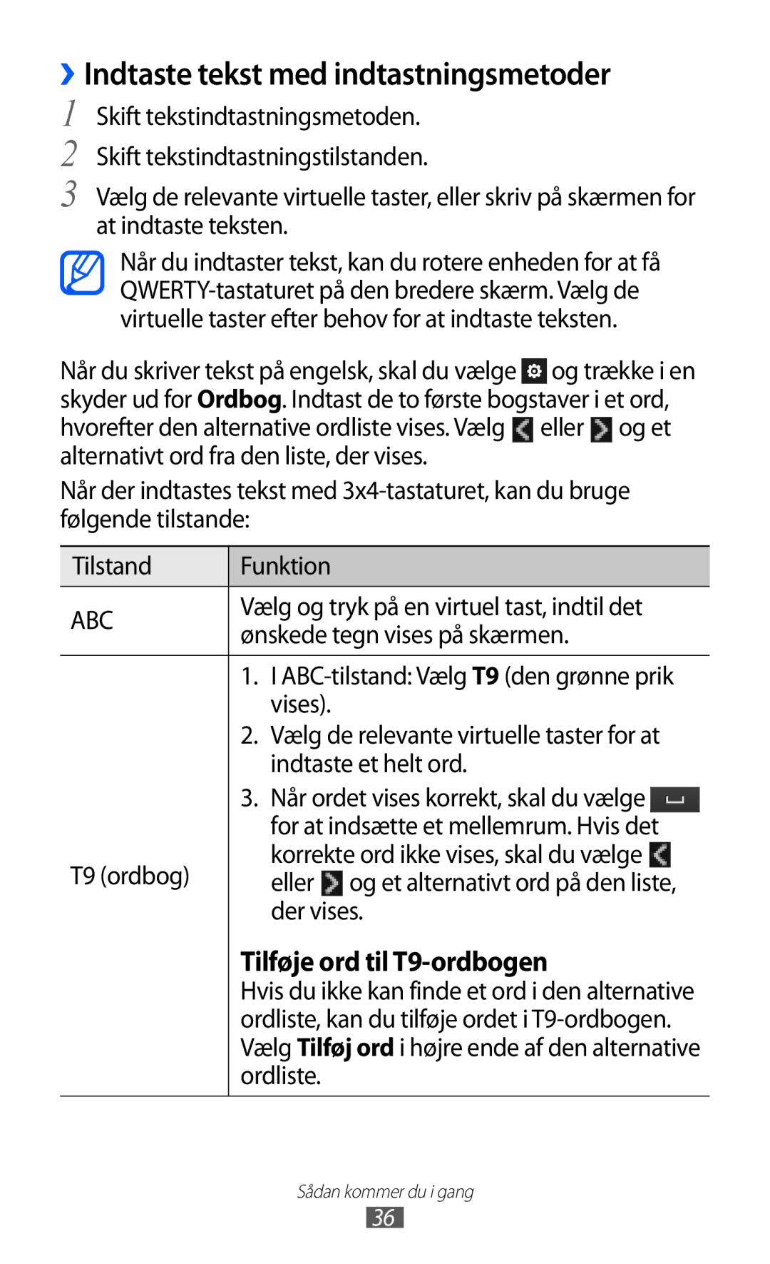 Samsung GT-S8600HKANEE manual ››Indtaste tekst med indtastningsmetoder 