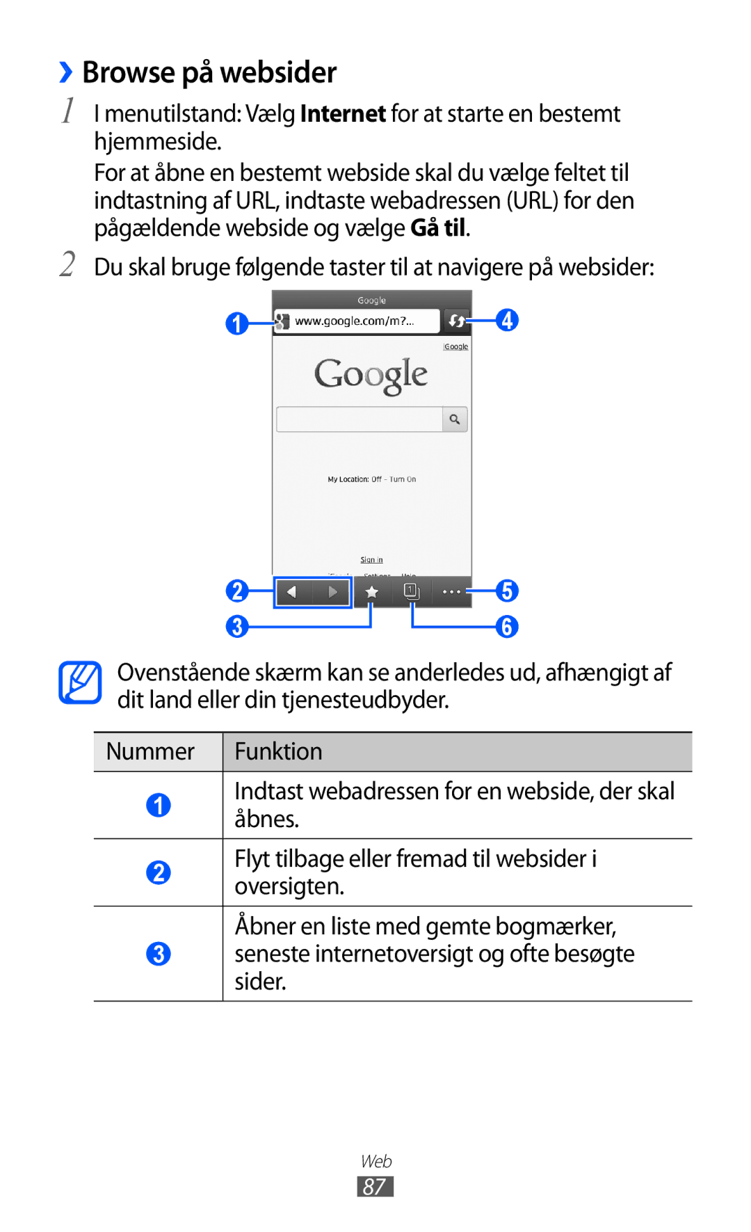 Samsung GT-S8600HKANEE manual ››Browse på websider 