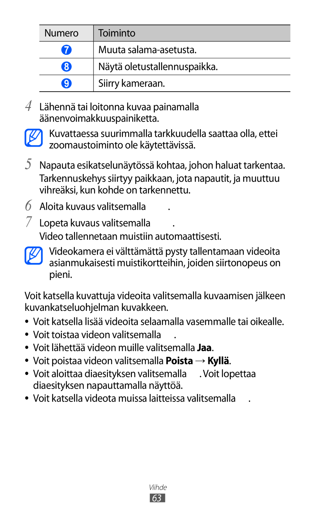 Samsung GT-S8600HKANEE manual Napauta esikatselunäytössä kohtaa, johon haluat tarkentaa 