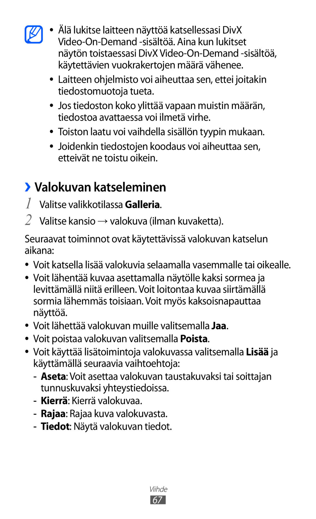 Samsung GT-S8600HKANEE manual ››Valokuvan katseleminen 