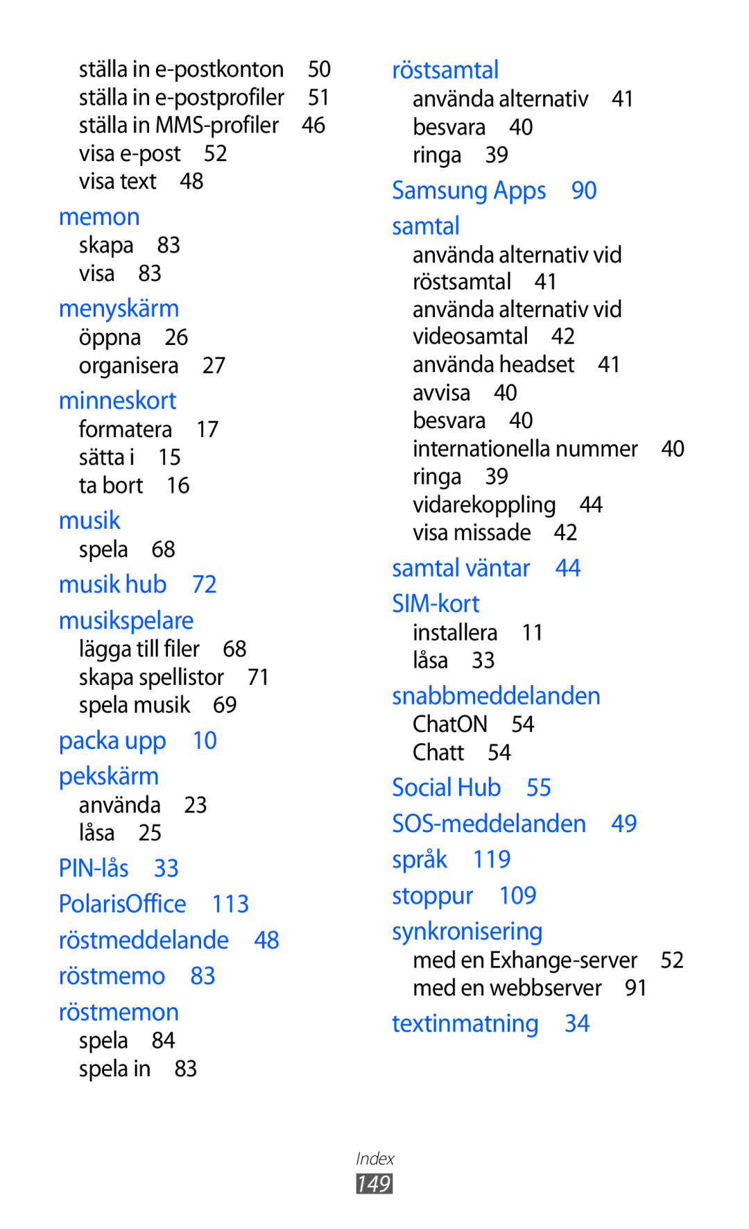 Samsung GT-S8600HKANEE manual Minneskort 