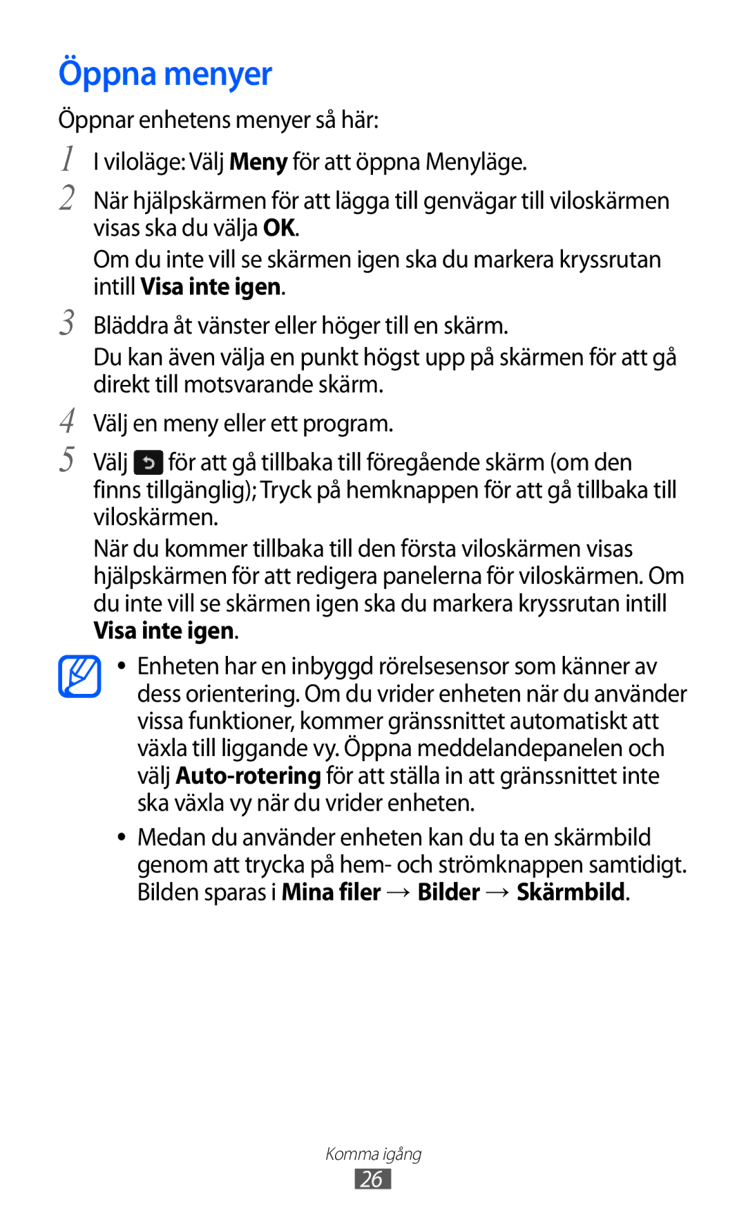 Samsung GT-S8600HKANEE manual Öppna menyer 