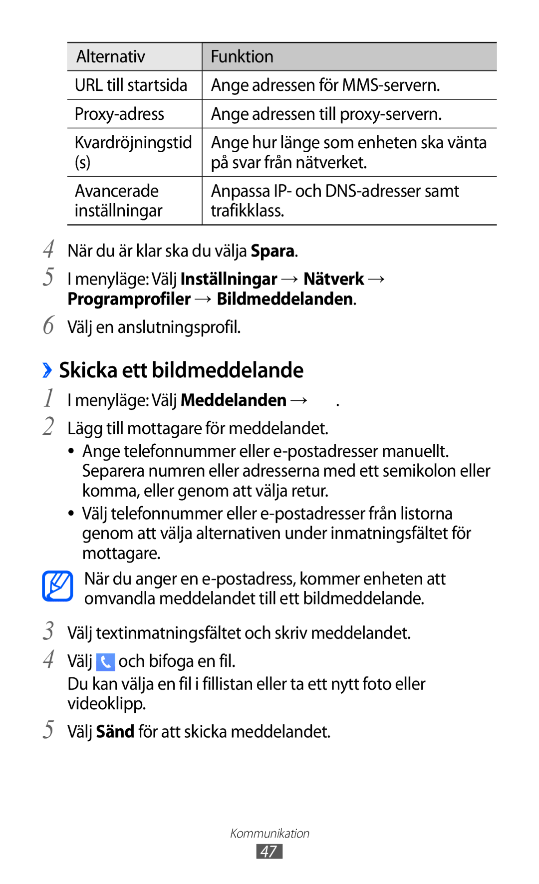 Samsung GT-S8600HKANEE manual ››Skicka ett bildmeddelande 