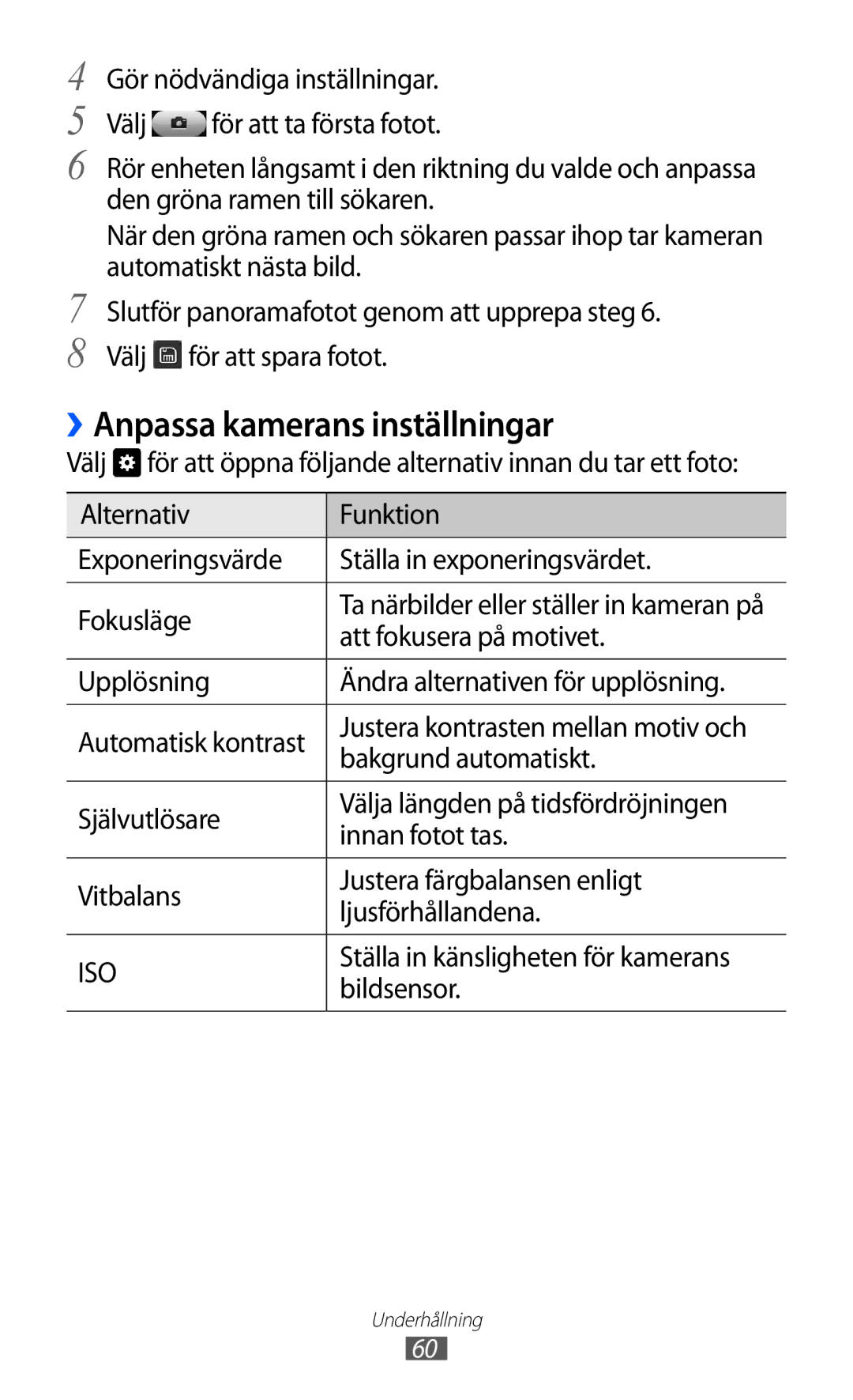 Samsung GT-S8600HKANEE manual ››Anpassa kamerans inställningar, Att fokusera på motivet, Bakgrund automatiskt, Bildsensor 