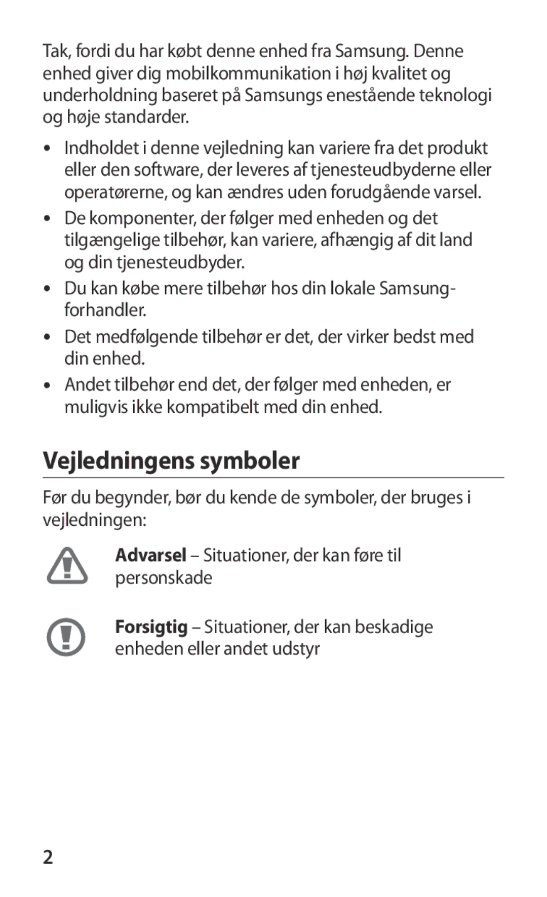 Samsung GT-S8600HKANEE manual Vejledningens symboler 