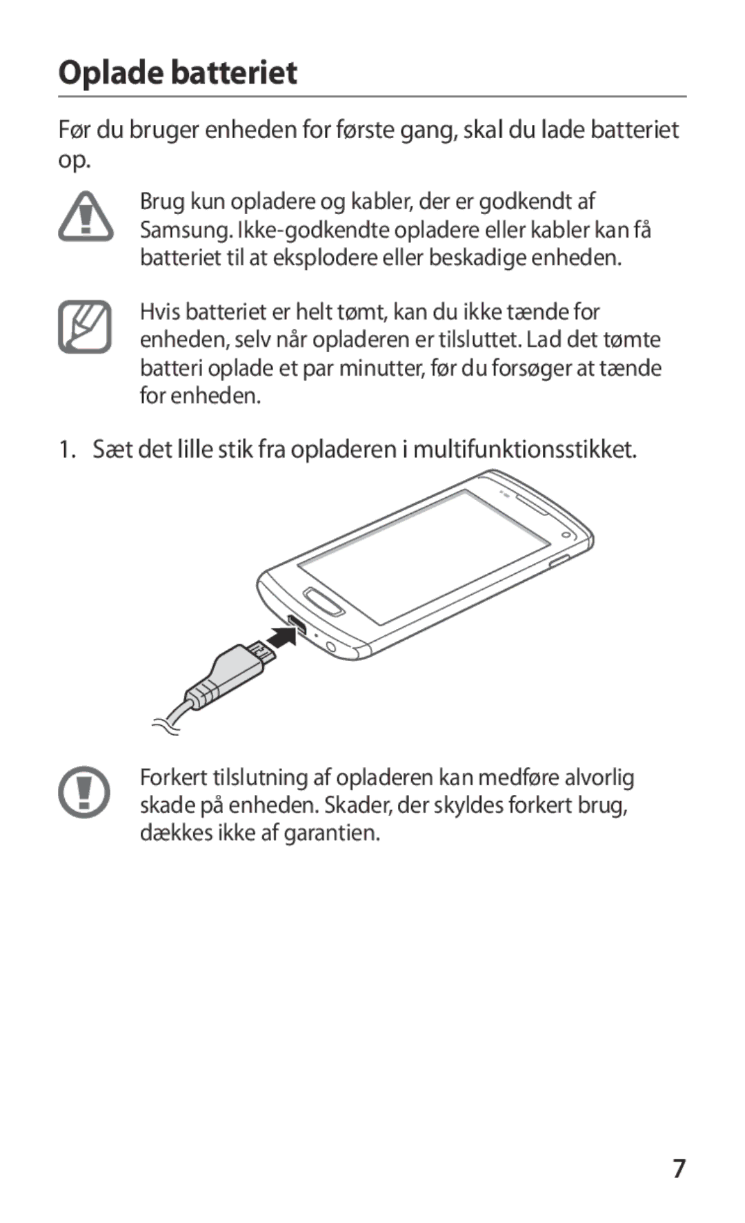 Samsung GT-S8600HKANEE manual Oplade batteriet 