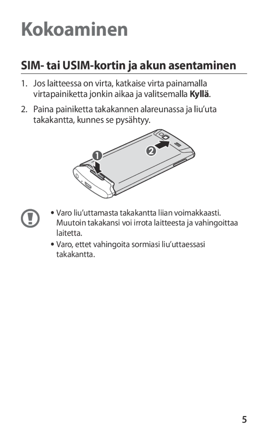 Samsung GT-S8600HKANEE manual Kokoaminen 