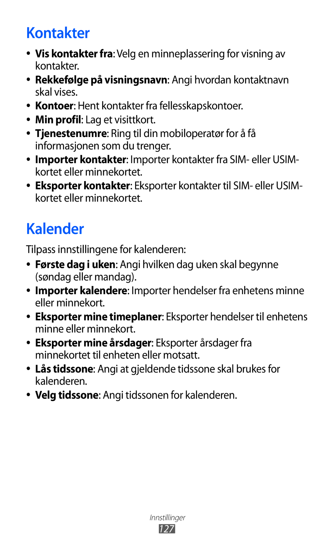 Samsung GT-S8600HKANEE manual Kontoer Hent kontakter fra fellesskapskontoer, 127 